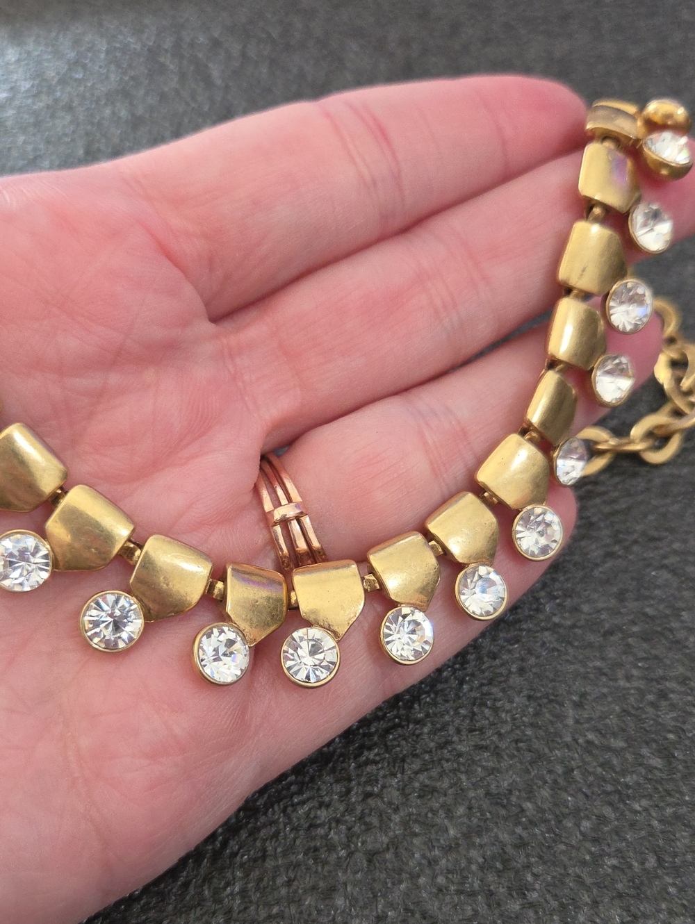 J.Crew Gold Rhinestone Statement Necklace - Picture 4 of 4